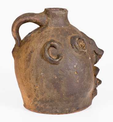 Rare Glazed Stoneware Face Jug, probably Brown Family, Atlanta, GA, c1900