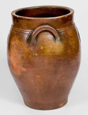 Very Rare Stoneware Jar w/ Impressed Hearts Decoration Old Bridge, NJ or Troy, NY