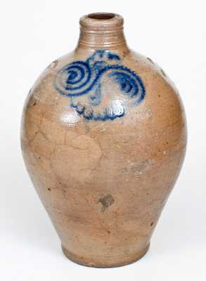 Fine 2 Gal. Stoneware Watchspring Jug, Manhattan or New Jersey, circa 1775