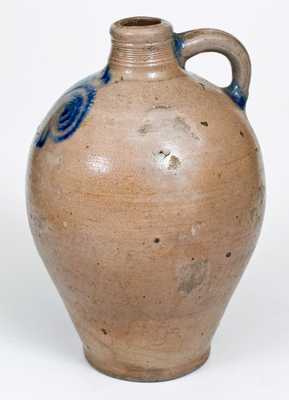 Fine 2 Gal. Stoneware Watchspring Jug, Manhattan or New Jersey, circa 1775