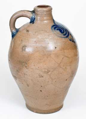 Fine 2 Gal. Stoneware Watchspring Jug, Manhattan or New Jersey, circa 1775