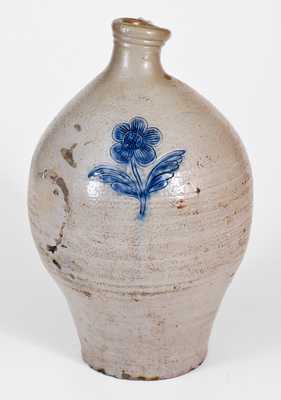 Attrib. Jonathan Fenton, Boston, 18th Century Stoneware Jug w/ Impressed Flower