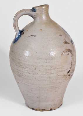 Attrib. Jonathan Fenton, Boston, 18th Century Stoneware Jug w/ Impressed Flower