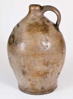 Unusual WARNE / S. AMBOY N. JERSY Stoneware Jug w/ Stamped Clam Shell Decoration