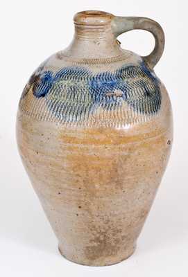 Very Unusual Manhattan Stoneware Jug with Coggled and Spotted Decoration