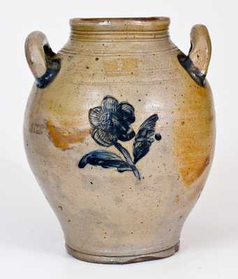 Stoneware Jug with Impressed Floral Decoration att. Jonathan Fenton, Boston, c1800