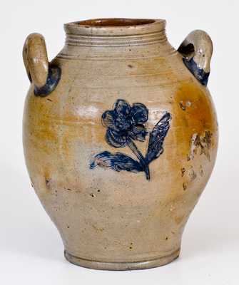 Stoneware Jug with Impressed Floral Decoration att. Jonathan Fenton, Boston, c1800