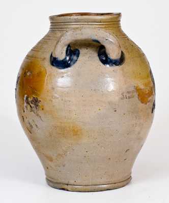 Stoneware Jug with Impressed Floral Decoration att. Jonathan Fenton, Boston, c1800