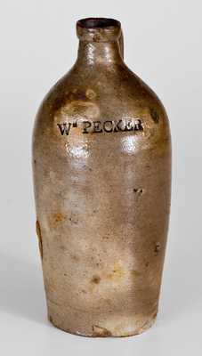 Extremely Rare WM. PECKER Pint-Sized Stoneware Jug, Merrimacport, MA