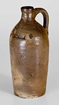 Extremely Rare WM. PECKER Pint-Sized Stoneware Jug, Merrimacport, MA