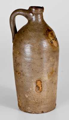 Extremely Rare WM. PECKER Pint-Sized Stoneware Jug, Merrimacport, MA