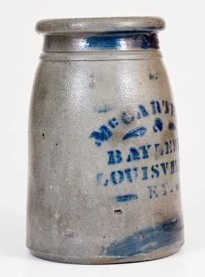 MCCARTHEY & BAYLESS / LOUISVILLE, KY Stoneware Advertising Canning Jar
