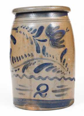 2 Gal. Western PA Stoneware Jar with Brushed Decoration
