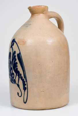 Unusual FORT EDWARD POTTERY CO. Stoneware Syrup Jug with Bird Decoration