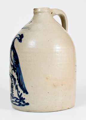 2 Gal. WHITES UTICA Stoneware Jug with Very Fine Bird-on-Stump Decoration