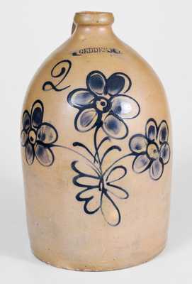 2 Gal. GEDDES, NY Stoneware Jug with Floral Decoration