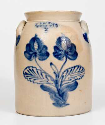 2 Gal. J. MANTELL / PENN YAN Stoneware Jar with Floral Decoration