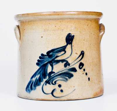 2 Gal. RIEDINGER & CAIRE / POUGHKEEPSIE, NY Stoneware Crock with Bird Decoration