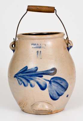 1 1/2 Gal. EVAN R. JONES / PITTSTON, PA Stoneware Batter Pail with Floral Decoration