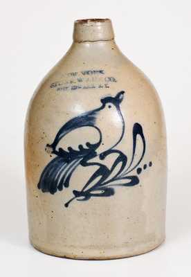 NEW YORK STONEWARE CO. / FORT EDWARD, NY Stoneware Jug with Bird Decoration