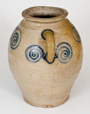 18th Century Stoneware Jar with Watchspring Decoration, Manhattan or New Jersey