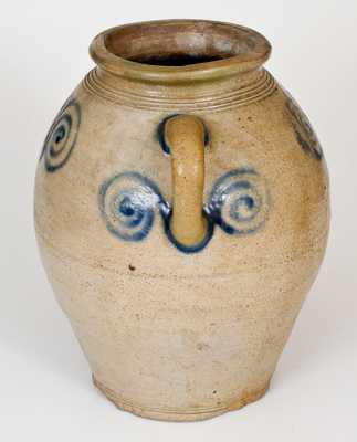18th Century Stoneware Jar with Watchspring Decoration, Manhattan or New Jersey