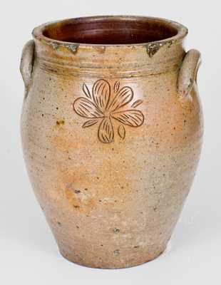 Rare 2 Gal. attrib. Cornwall, NY Stoneware Jar with Incised Decoration