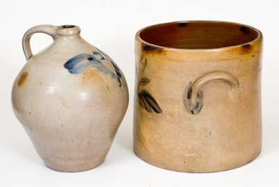 Lot of Two: Decorated Stoneware Jug and Jar attrib. Cornwall, NY