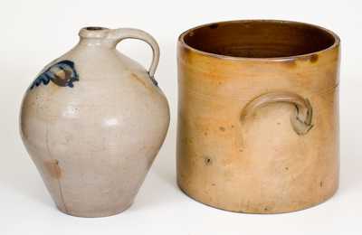Lot of Two: Decorated Stoneware Jug and Jar attrib. Cornwall, NY