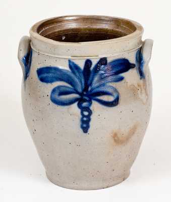 Attrib. William Nichols, Poughkeepsie, NY Stoneware Jar w/ Bold Decoration