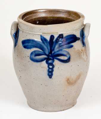 Attrib. William Nichols, Poughkeepsie, NY Stoneware Jar w/ Bold Decoration