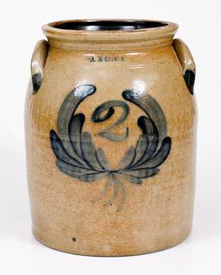2 Gal. LYONS (New York) Stoneware Jar with Wreath Decoration