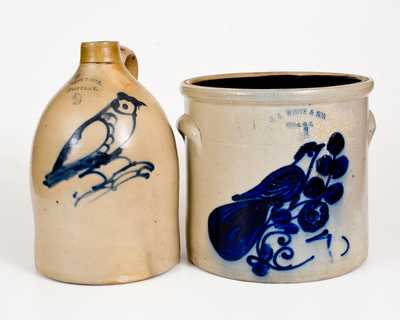 Lot of Two: New York Stoneware with Bird Designs
