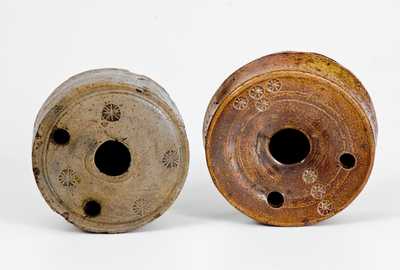 Lot of Eight: Small Stoneware Articles incl. Early Inkwells w/ Impressed Asterisks