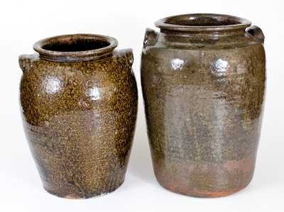 Lot of Two: Alkaline-Glazed Stoneware Jars att. Catawba Valley, NC