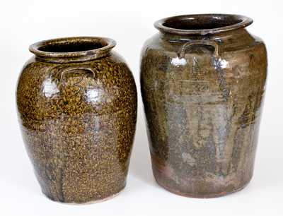 Lot of Two: Alkaline-Glazed Stoneware Jars att. Catawba Valley, NC