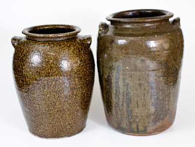 Lot of Two: Alkaline-Glazed Stoneware Jars att. Catawba Valley, NC