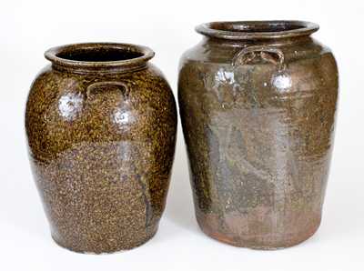 Lot of Two: Alkaline-Glazed Stoneware Jars att. Catawba Valley, NC