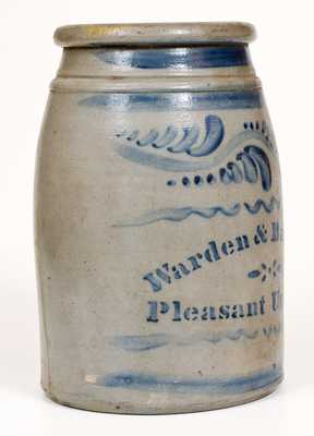 Rare and Fine Pleasant Unity, PA Stoneware Canning Jar w/ Elaborate Freehand Decoration