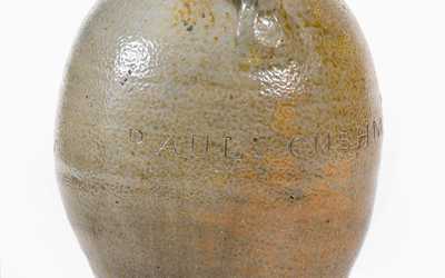 Very Unusual PAUL CUSHMAN (Albany, NY) Stoneware Jug with Cobalt Decoration