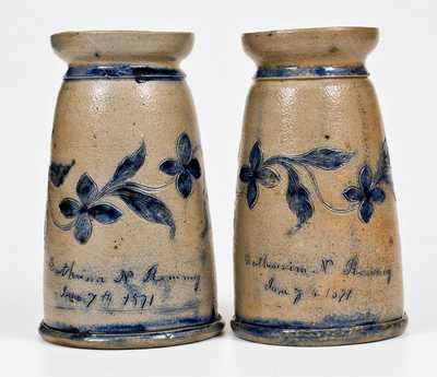 Very Important Pair of Stoneware Vases made by Henry Remmey, Jr. for his wife, Catherine