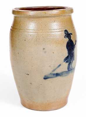 Exceptional Morgantown, WV Stoneware Jar w/ Civil War Soldier and Woman Motifs