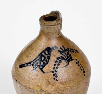 Exceedingly Rare probably Adam States (mid 18th century) Stoneware Jug w/ Bird Design