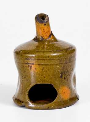 Scarce Glazed Redware Slip Cup, probably PA origin, Dated 1842