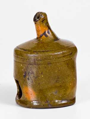 Scarce Glazed Redware Slip Cup, probably PA origin, Dated 1842