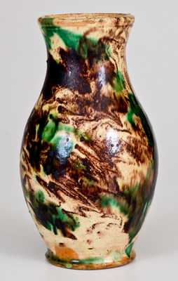 Very Fine Multi-Glazed Redware Vase, Strasburg, VA, circa 1890