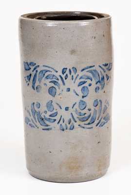 Large-Sized Western PA Stoneware Canning Jar w/ Stenciled Floral Design