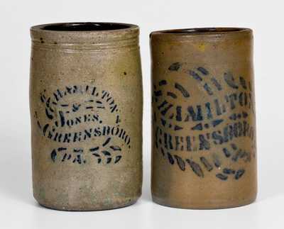 Two Greensboro, PA Stoneware Canning Jars, circa 1875