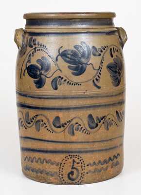 Fine Five-Gallon Western PA Stoneware Jar w/ Elaborate Freehand Cobalt Decoration