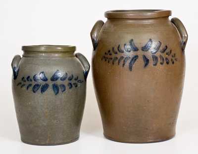 Two James River Valley of VA Stoneware Jars w/ Cobalt Decoration, mid 19th century